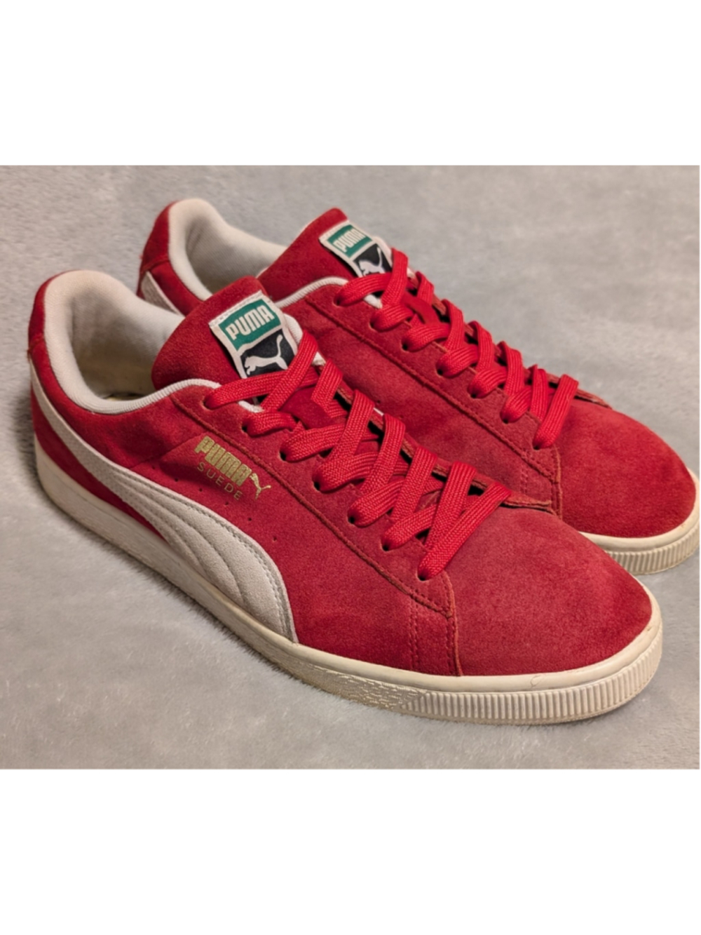 Puma Suede Sneakers Red and White US Men's Size 12 P01